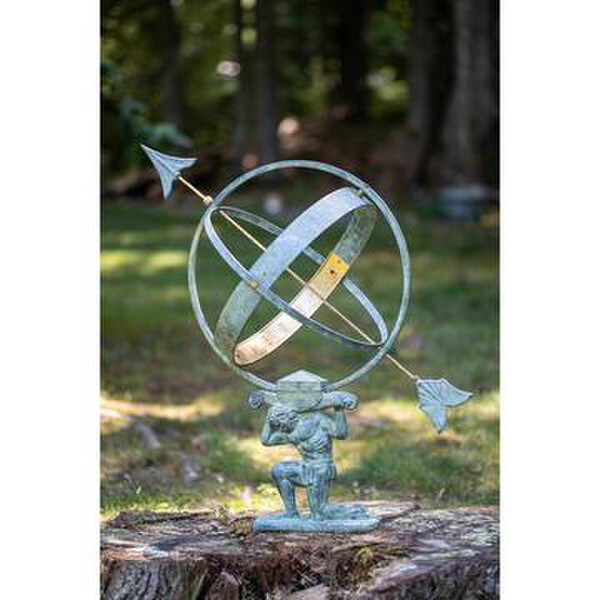 Large Atlas Armillary Sundial Sculptural Garden Statue Dimensional